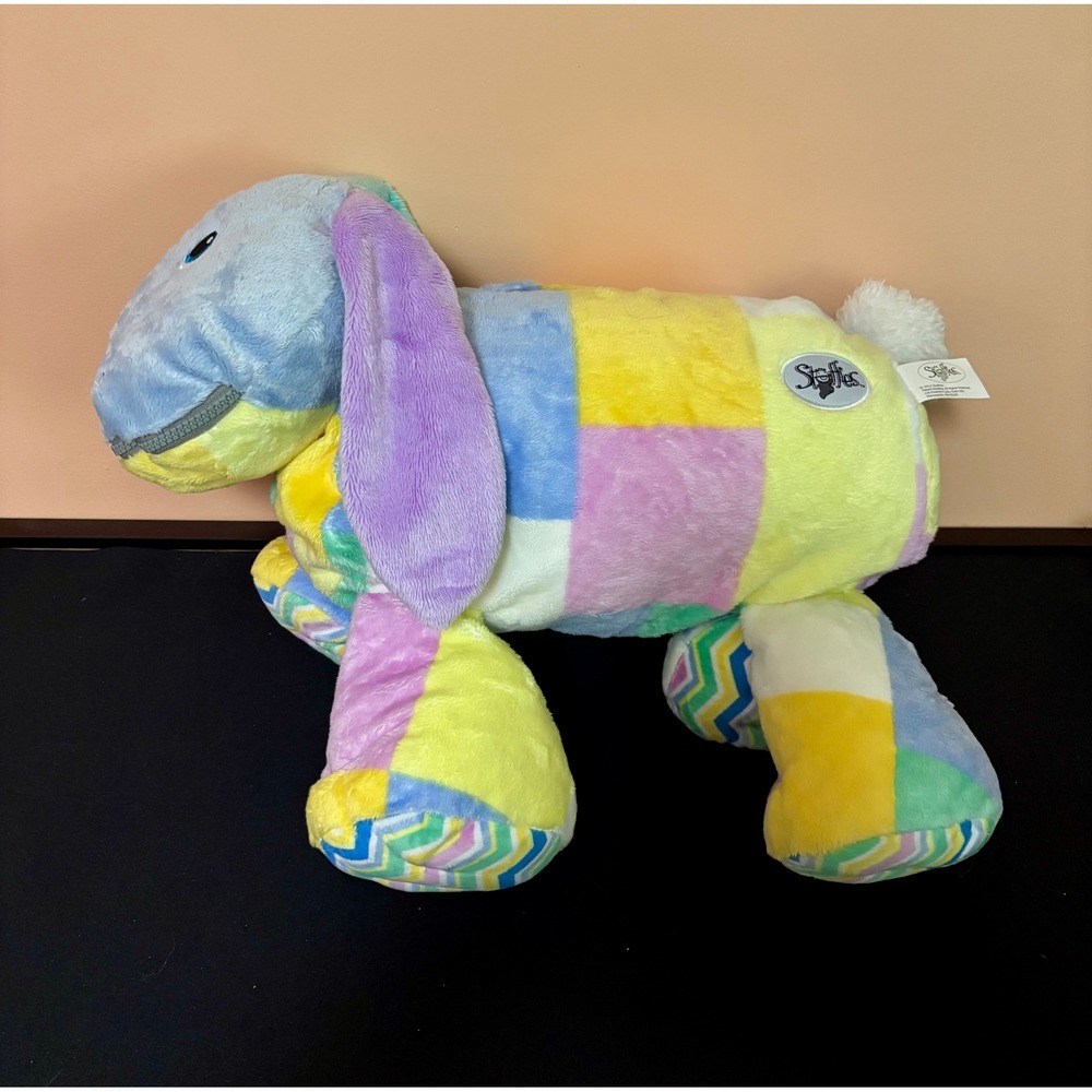 Stuffies Patches Easter Bunny Patchwork Plush 20" Storage Stuffed Toy & Stickers